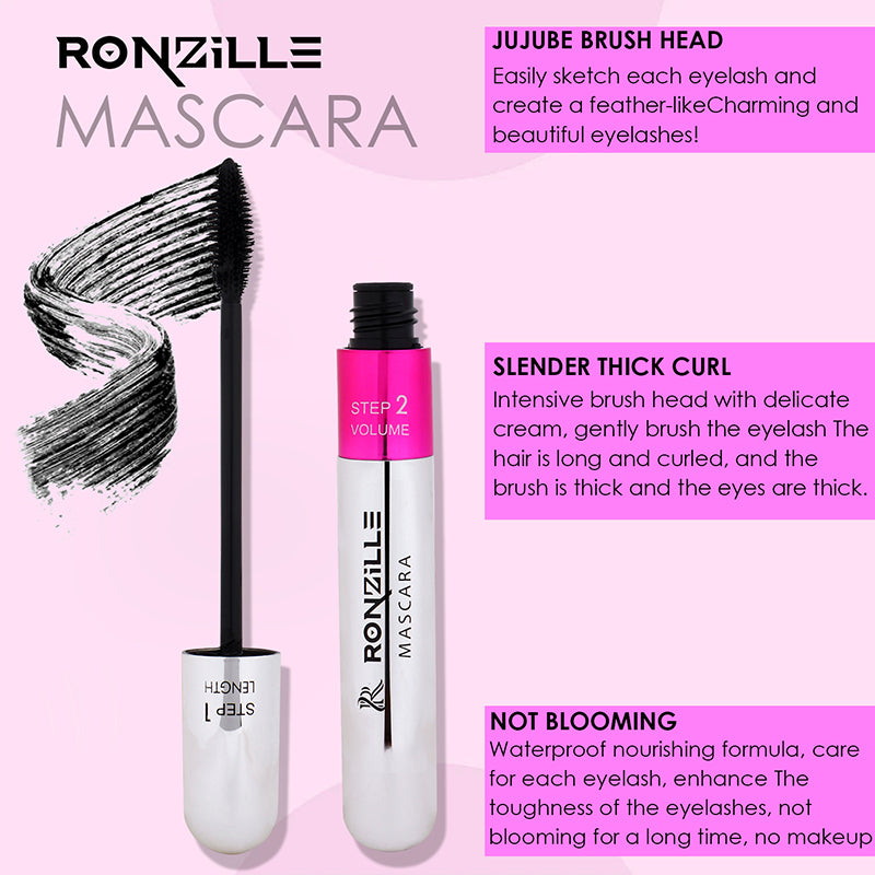 Ronzille Waterproof & Smudgeproof Two in one Mascara - Volumising & Lengthening