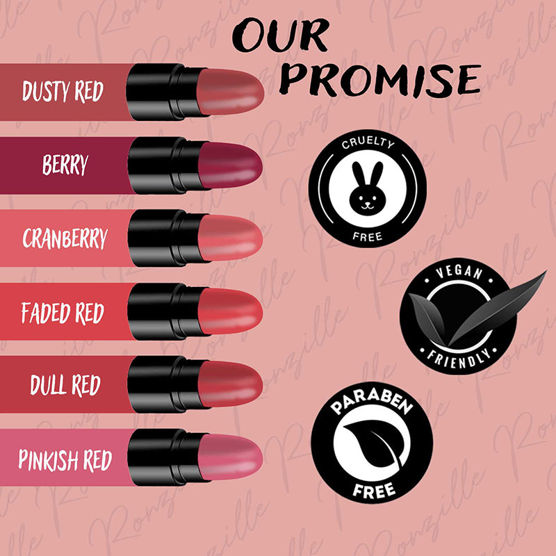 Ronzille too glam to give a damn Bullet lipstick Set of 6 - Pink Edition
