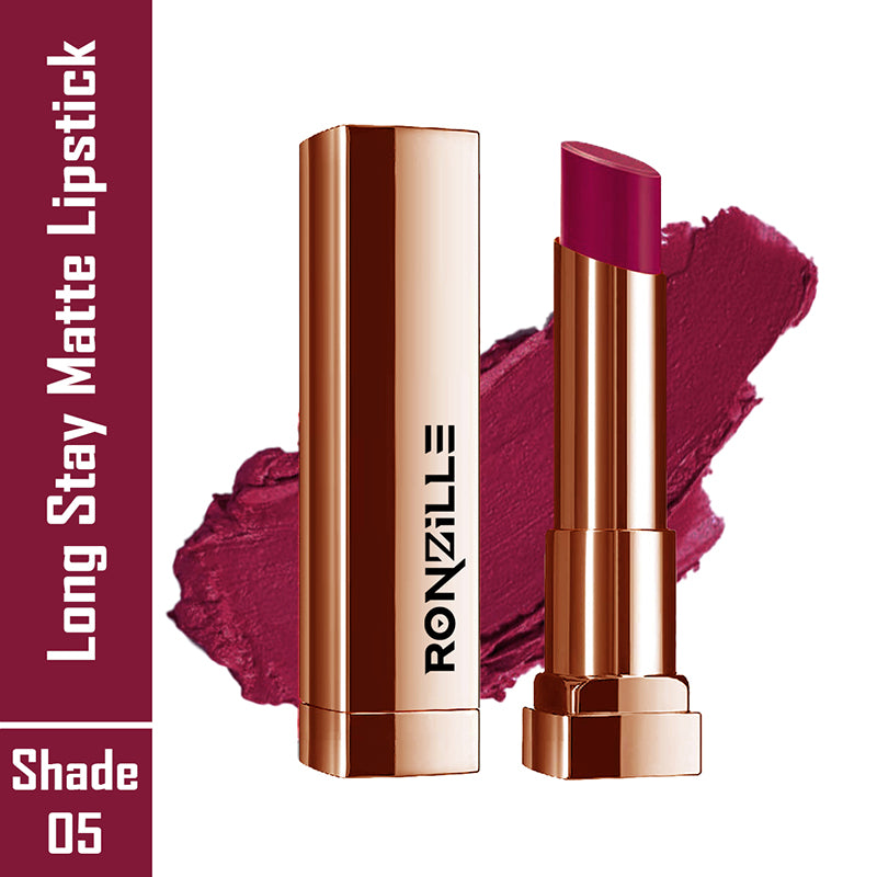 Ronzille Natural Colored Long Stay Matte Lipstick With Intense Colour Payoff Shade -05