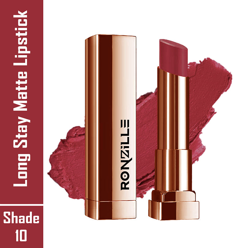 Ronzille Natural Colored Long Stay Matte Lipstick With Intense Colour Payoff Shade -10