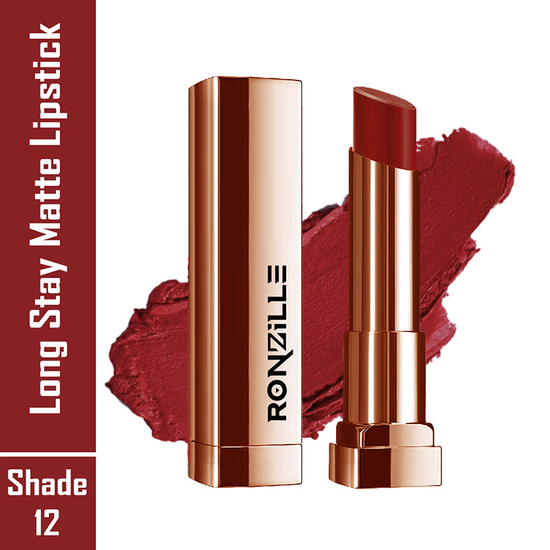 Ronzille Natural Colored Long Stay Matte Lipstick With Intense Colour Payoff Shade -12