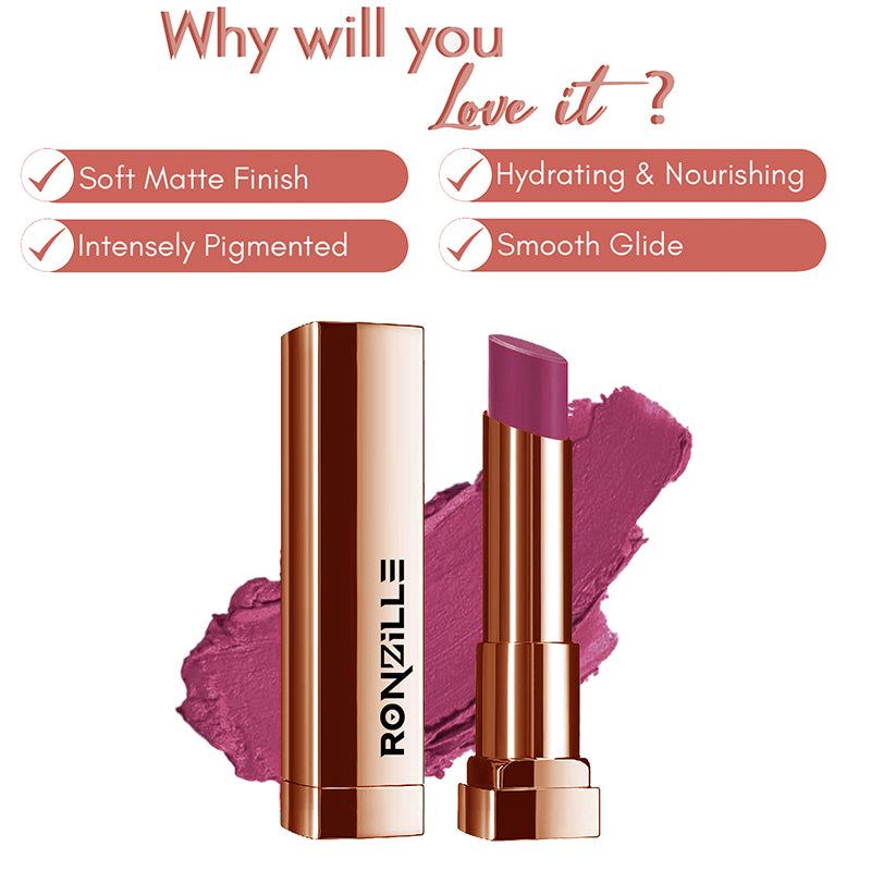 Ronzille Natural Colored Long Stay Matte Lipstick With Intense Colour Payoff Shade -03