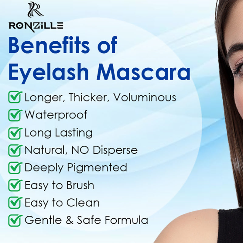 Ronzille Natural Lash waterproof & smudgeproof Black Mascara - Volumising & lengthening,  8 ml