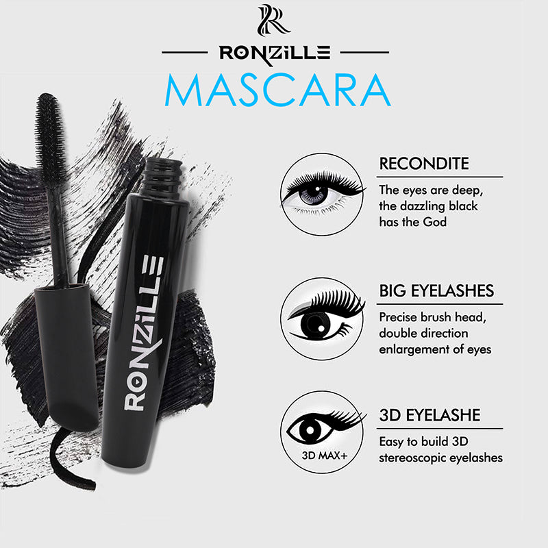 Ronzille Natural Lash waterproof & smudgeproof Black Mascara - Volumising & lengthening,  8 ml