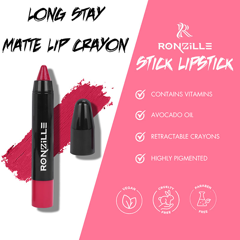 Ronzille Long Stay Matte Lip Crayon - Deep Carmine