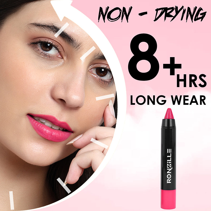 Ronzille Long Stay Matte Lip Crayon - Strawberry