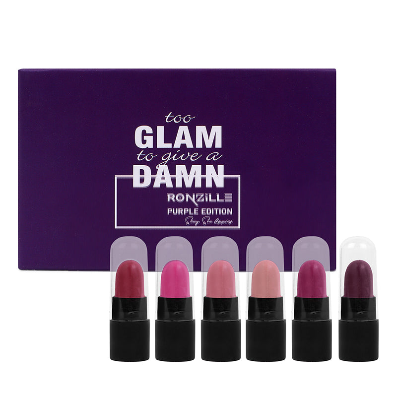 Ronzille too glam to give a damn Bullet lipstick Set of 6 - Purple Edition