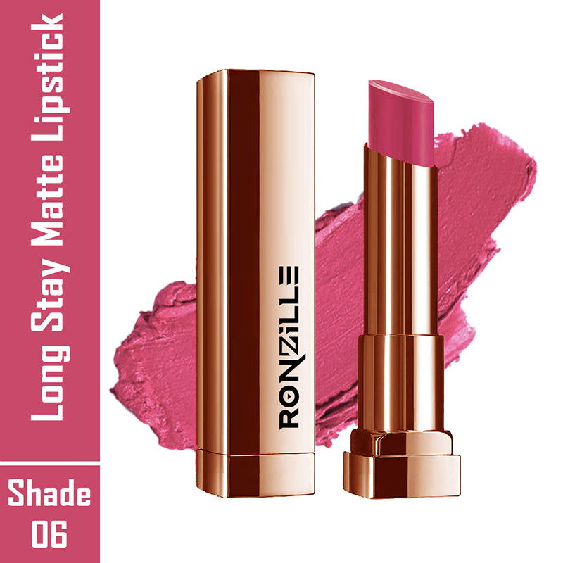 Ronzille Natural Colored Long Stay Matte Lipstick With Intense Colour Payoff Shade -06
