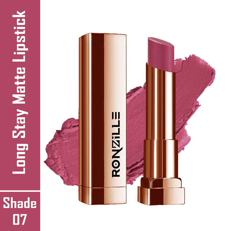 Ronzille Natural Colored Long Stay Matte Lipstick With Intense Colour Payoff Shade -07