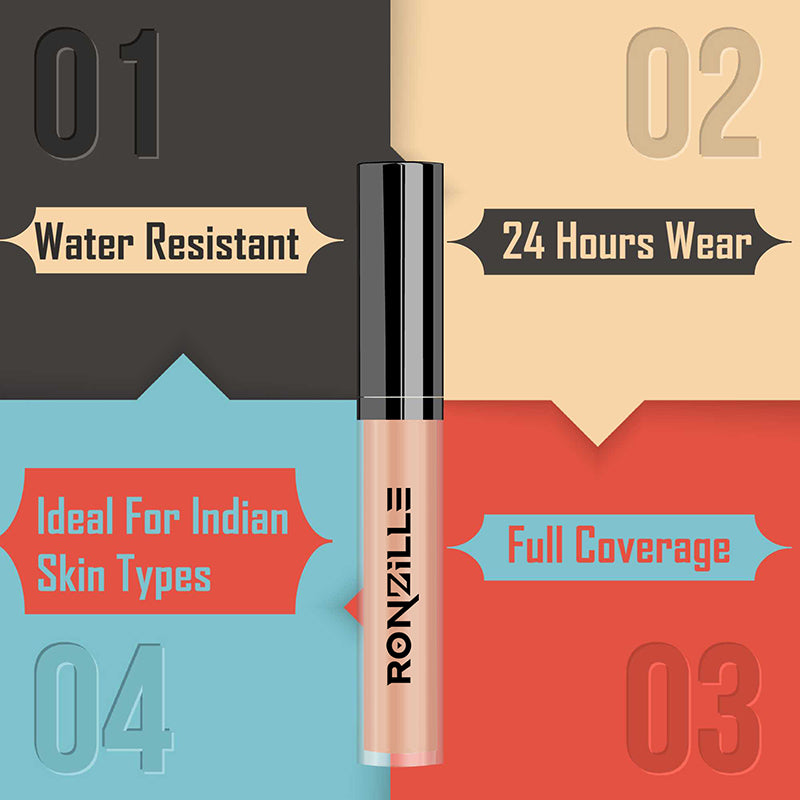 Ronzille HD Finish Full Coverage Liquid Concealer  (Hazelnut, 4 ml) 04