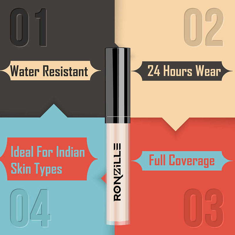 Ronzille HD Finish Full Coverage Liquid Concealer  (Sand Sable, 4 ml) 01