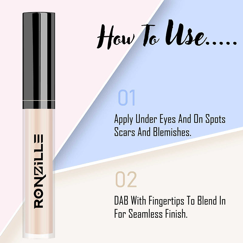 Ronzille HD Finish Full Coverage Liquid Concealer  (Sand Sable, 4 ml) 01