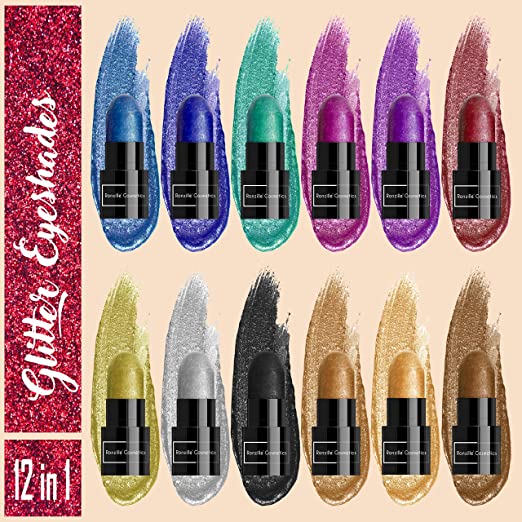 Ronzille Mini Bullet 12in1 Glitter Eye-shade,Metallic/Shimmer Finish 12 g (Multicolor)