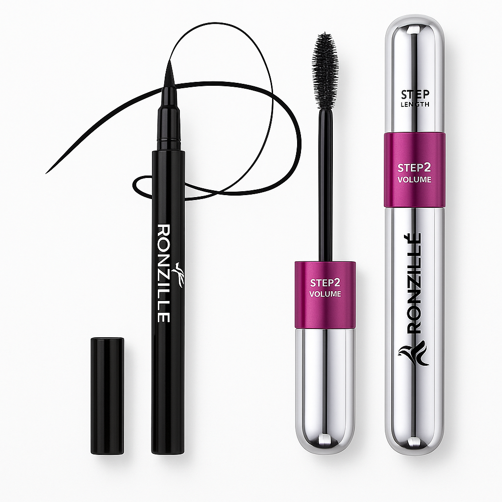 Ronzille Eye Define Combo Waterproof 2in1 Mascara + Deep Black Matte Eyeliner