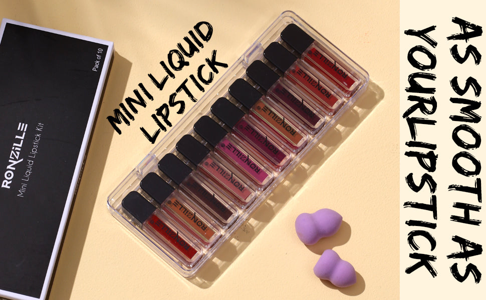 Ronzille Non Transfer Mini liquid Matte lipstick Set of 10