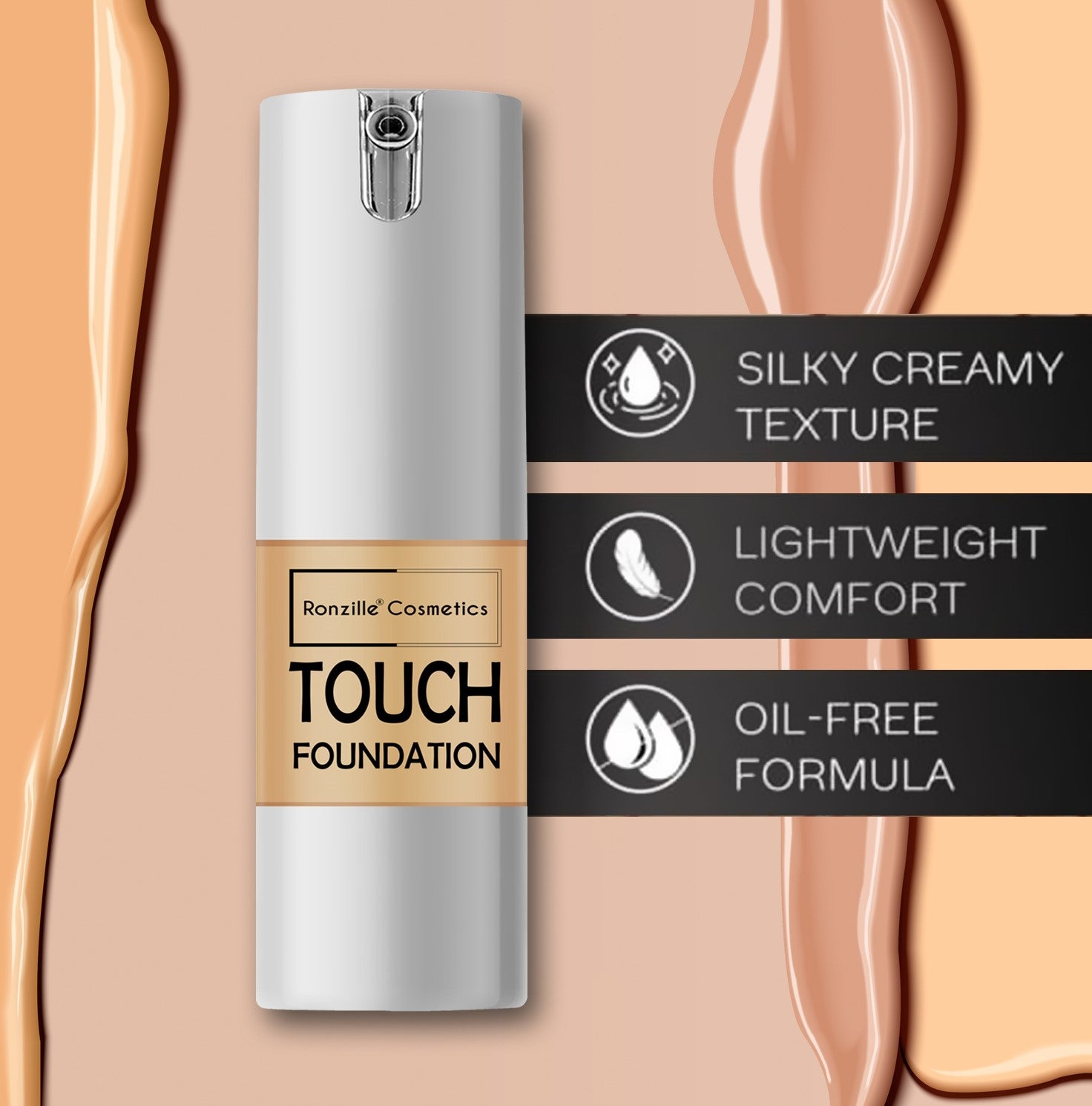 RONZILLE Ultra Creamy Luxurious Texture & Lightweight,Second Skin Feed With Airless Pump Foundation- (Shade-01)