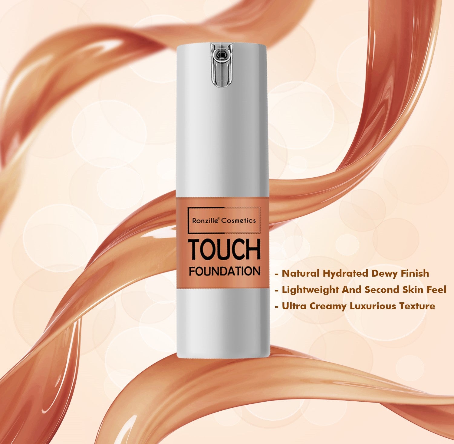RONZILLE Ultra Creamy Luxurious Texture & Lightweight,Second Skin Feed With Airless Pump Foundation- (Shade-04)