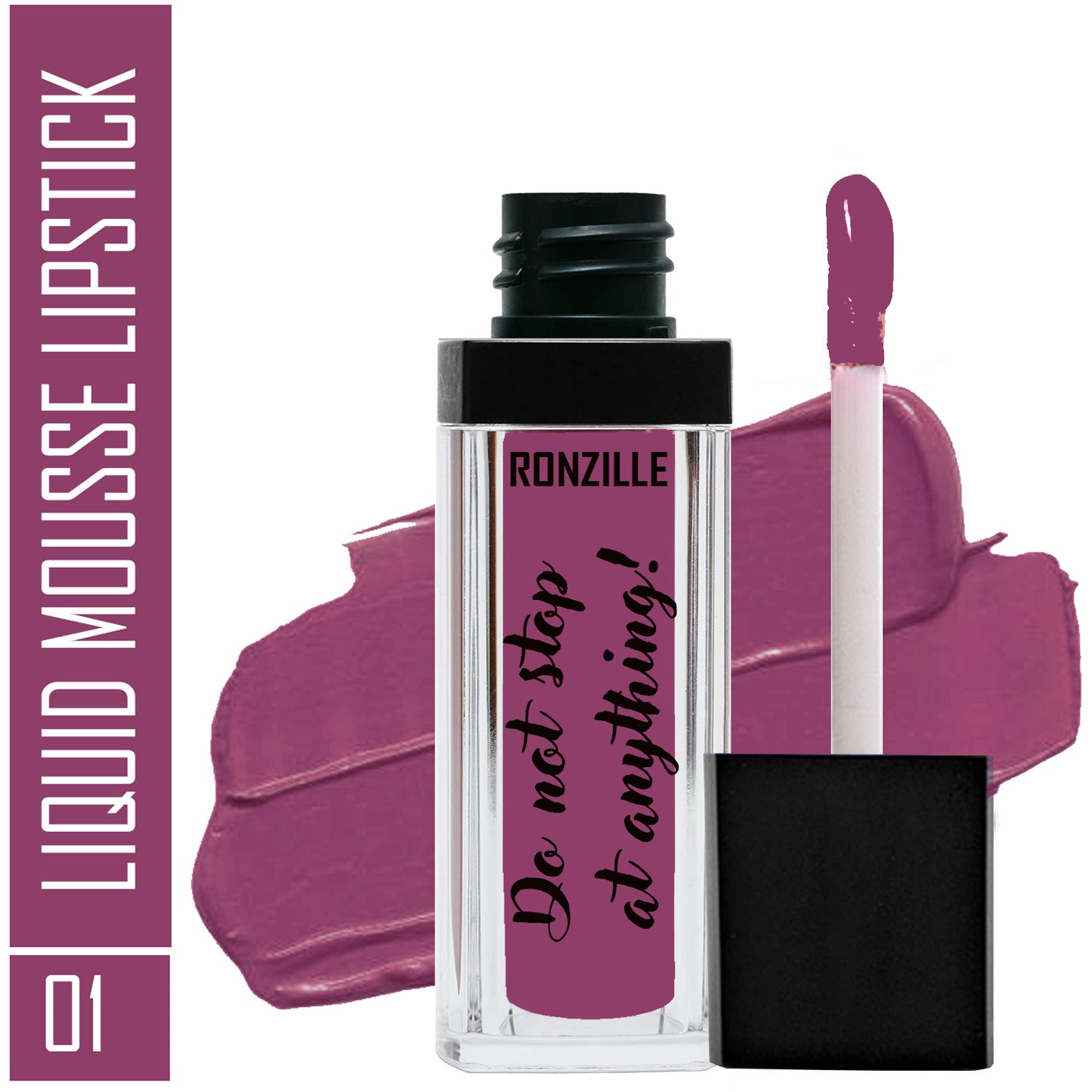 Ronzille Liquid Mousse Lipstick Non Transfer Lasts Up-to 12 hr - ( Shade-01,Vamtastic Plum, 5 g )