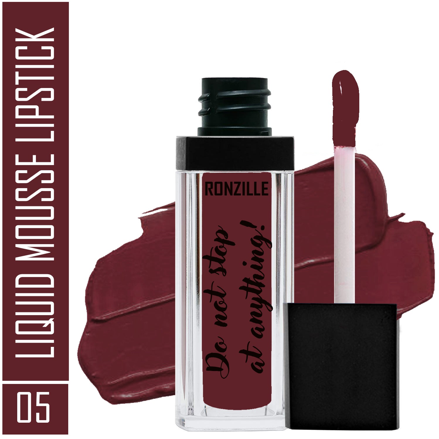 Ronzille Liquid Mousse Lipstick Non Transfer Lasts Up-to 12 hr - ( Shade-05,Wine Touch, 5 g )