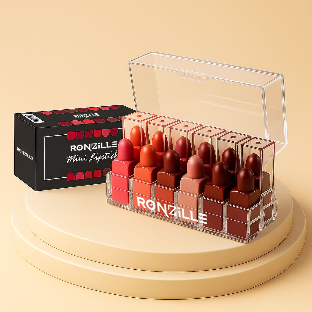 RONZILLE Pocket Mini Bullet Square Long Stay Matte Lipstick Set of 12