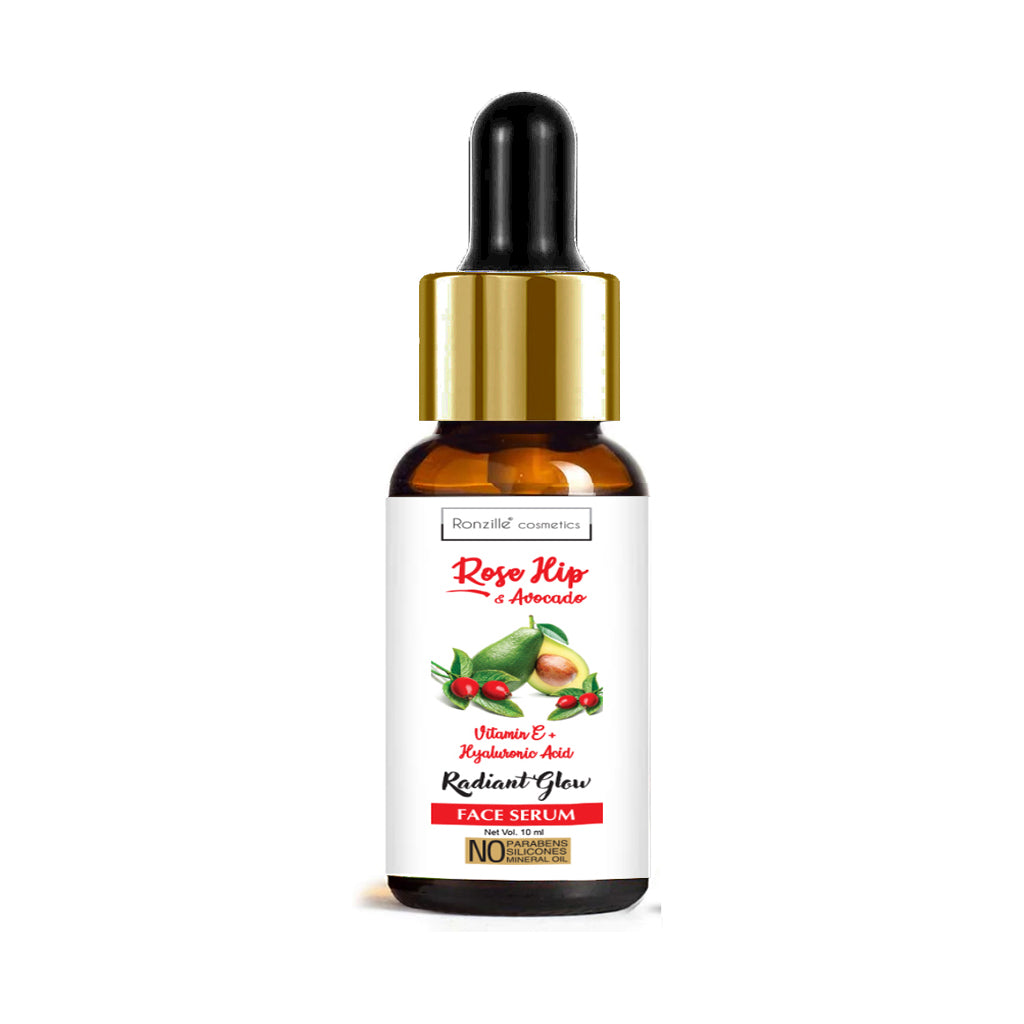 Ronzille Rose hip and Avocado Face serum With Vitamin-E and Hyaluronic Acid Spotless skin,Sun Protection  (10 ml)