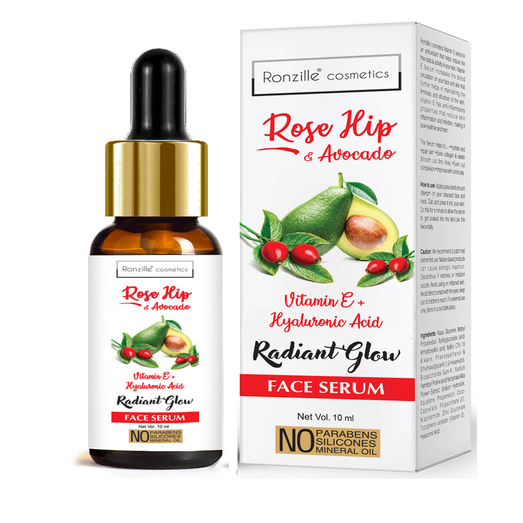 Ronzille Rose hip and Avocado Face serum With Vitamin-E and Hyaluronic Acid Spotless skin,Sun Protection  (10 ml)
