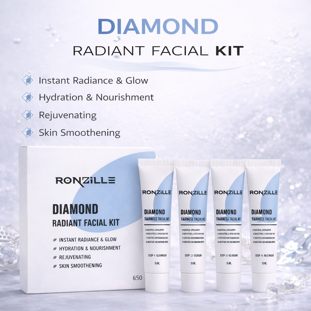 Ronzille Diamond Radiant Facial Kit,Instant Radiance & Glow, Hydration & Nourishment, Rejuvenating,Skin Smoothening Facial Kit for Women & Men-60ml