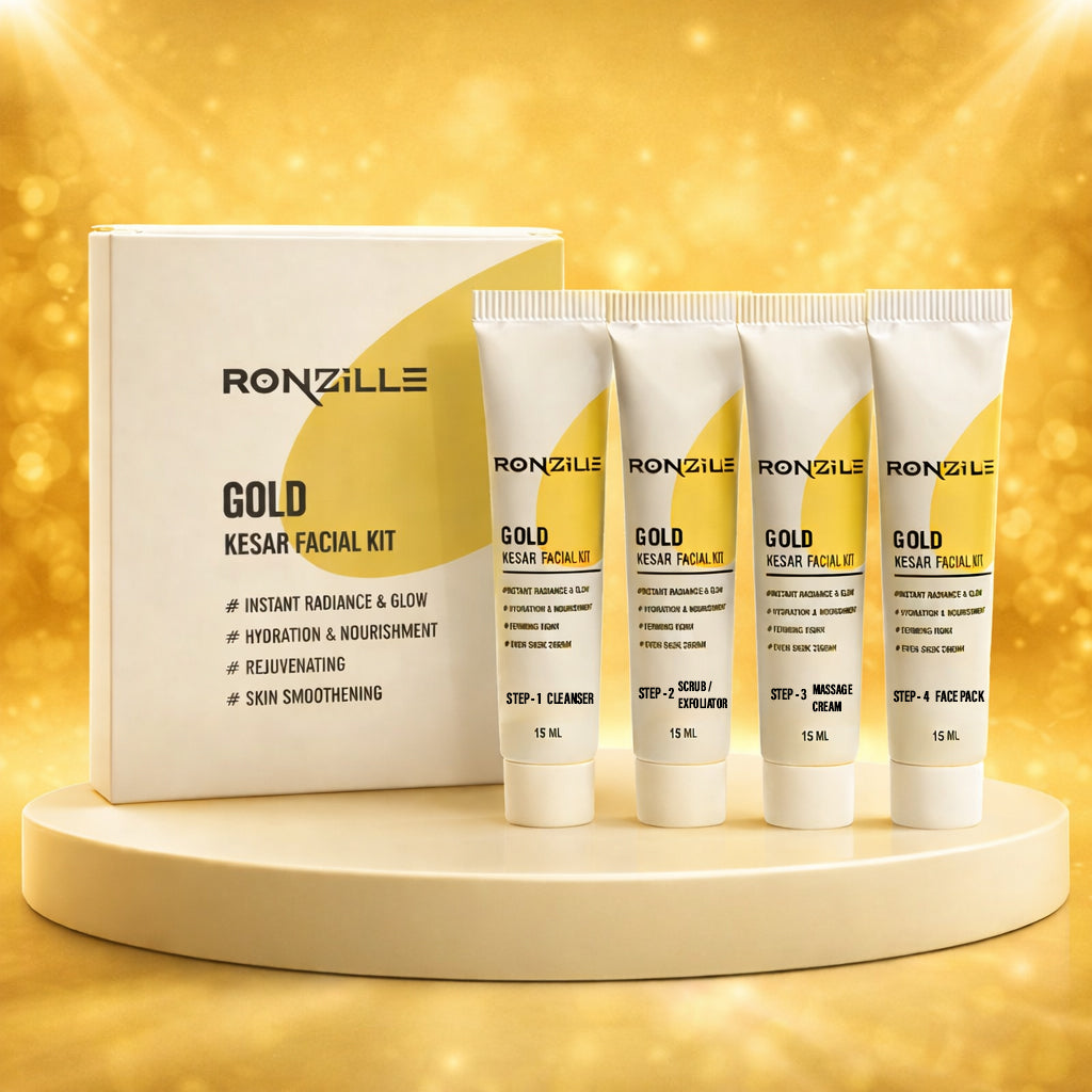 Ronzille Gold Kesar Facial Kit,Instant Radiance & Glow, Hydration & Nourishment, Rejuvenating,Skin Smoothening Facial Kit for Women & Men-60ml