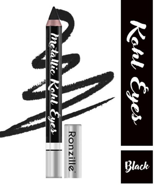 Ronzille Metallic kohl eye-Shadow Pencil Eye Kajal /Eyeliner- (Shade-01,Black 2.5g)