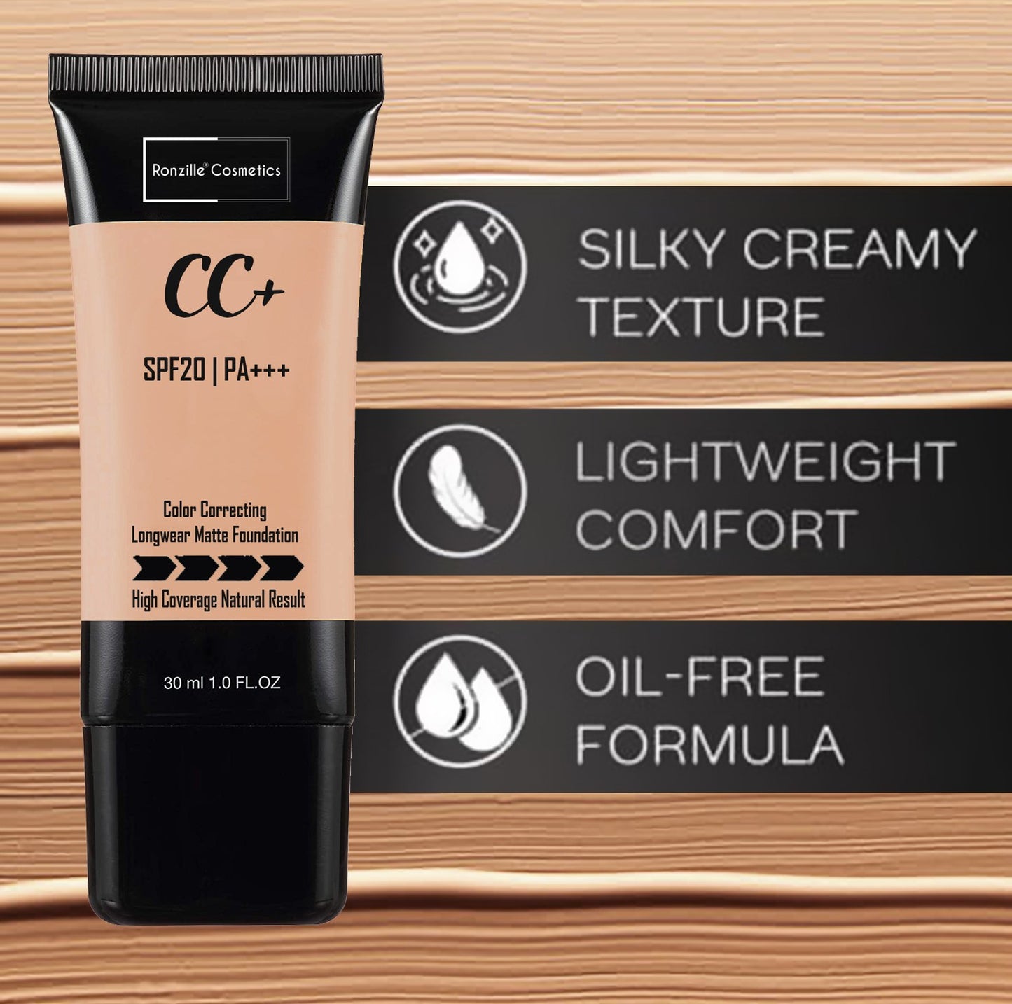 Ronzille CC+ Creme Matte Foundation Light Shade & (SPF 20/PA+++) Foundation-(shade 03, 30 ml)