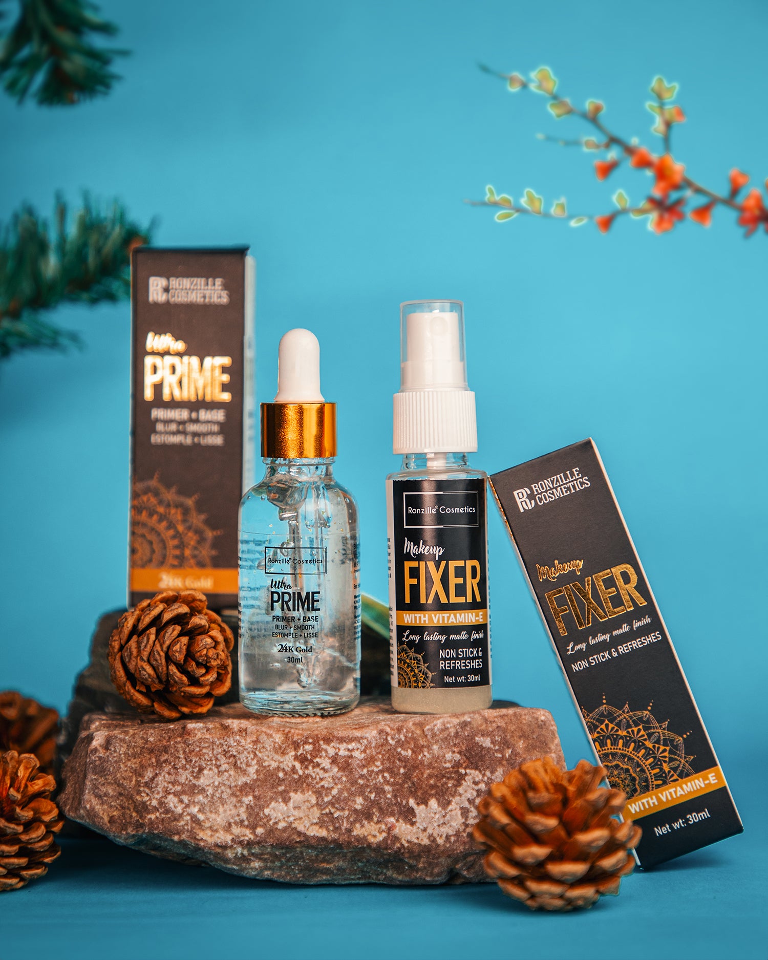 Ronzille 24K Gold Edition With Ultra Primer Base/ Makeup Setting Spray Fixer & Primer -60ml (Transparent)